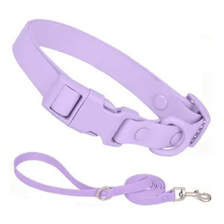 Collar Y Correa Impermeables Para Perros, Set Rosa Y Morado, Collar Y Correa Impermeables Para Perros, Set Rosa Y Morado,