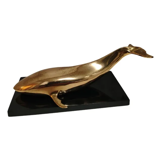 Figura Escultura De Bronce Ballena 18cm Largo Jimé