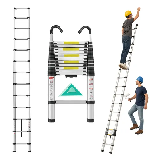 Escalera Telescopica Aluminio Retráctil 6,2 Mts Soporta 150k