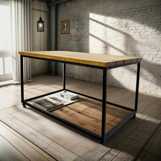 Mesa De Centro Para Sala Minas Estilo Industrial - Pinus