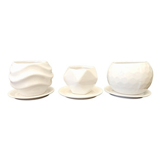 Rombito Panal Roma Macetas Juego De 3 Piezas Con Plato Rombito Panal Roma Macetas Juego De 3 Piezas Con Plato