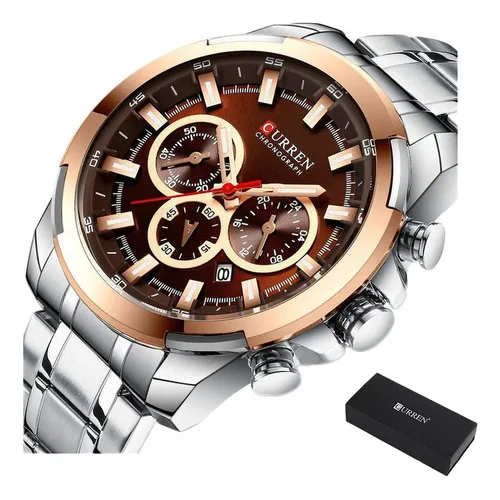 Relojes De Cuarzo Curren Men Classic Business 8361 Color De La Correa Silver Coffee