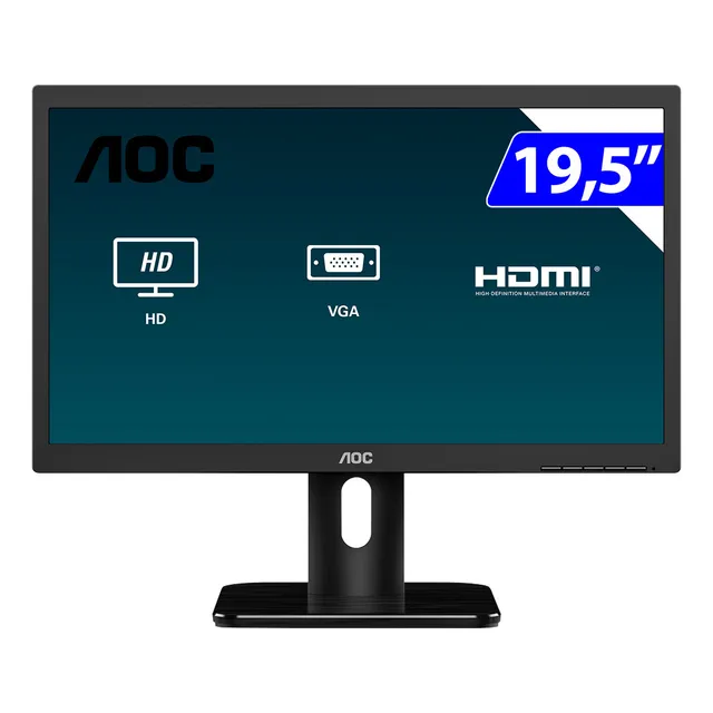 Monitor LED antirreflectante con pantalla ancha de 19,5 pulgadas 20e1h Aoc Color Black Bvolt