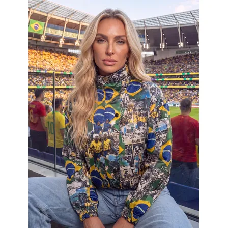 Jaqueta Feminina Do Brasil Copa Do Mundo Retrô Torcedor Verde M