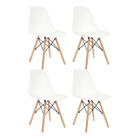 Kit 4 Cadeiras de Jantar Charles Eames Branca Garden Life