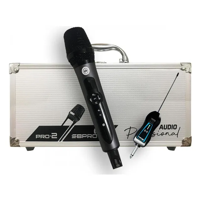 Microfono Super Bright Inalambrico De Mano Pro-2 Estuche Msi Color Negro