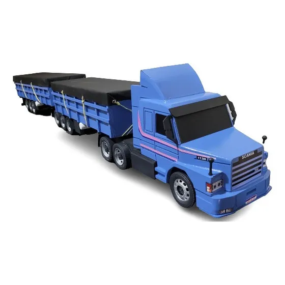 Carreta Scânia 113h Bi-trem Graneleiro Gigante Mdf Miniatura