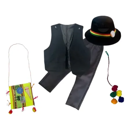 Traje Nortino Niño Completo Fiestas Patria Accesorios Negro 1.000 4