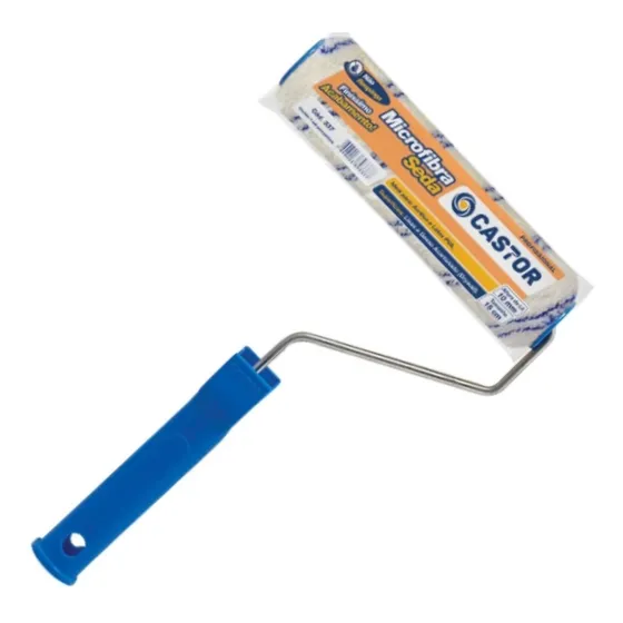Rolo Microfibra Seda Não Respinga C/cabo 10mmx15cm Castor