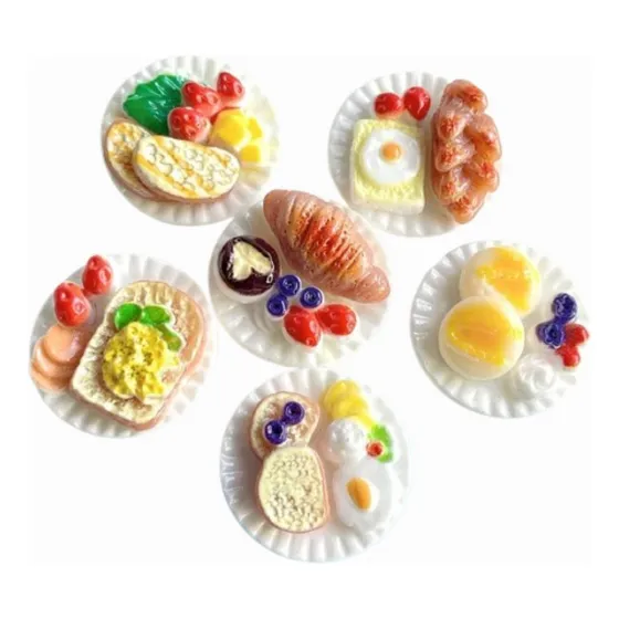 6 Mini Platos Comida Desayuno ( Casa De Muñecas) Miniaturas