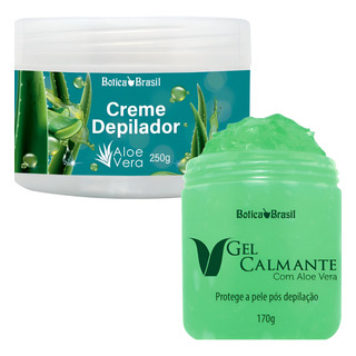Kit Depilação Sem Dor Creme Depilador Gel Calmante Aloe Vera Kit Depilação Sem Dor Creme Depilador Gel Calmante Aloe Vera