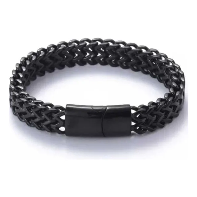 Brazalete De Titanio De Doble Capa Para Hombre - Negro
