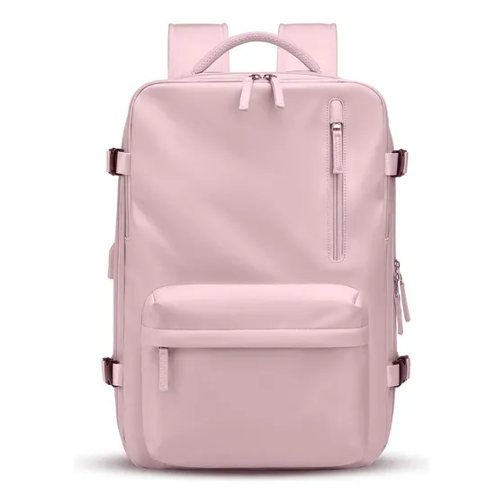 Mochila De Viaje Espaciosa Beige Kuzler Color Rosa Diseño De La Tela Liso