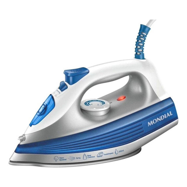 Ferro A Vapor Fvn01bl 1200w Branco E Azul Mondial 110v Ferro A Vapor Fvn01bl 1200w Branco E Azul Mondial 110v