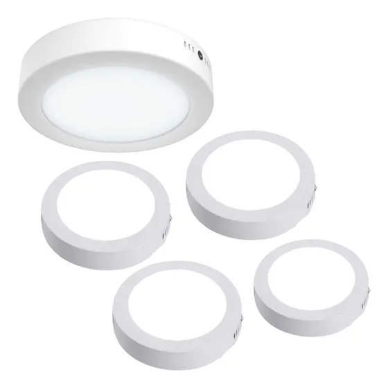 5 Pzs Lampara De Techo Sobreponer Led 18w Luminaria Plafon Estructura Blanco