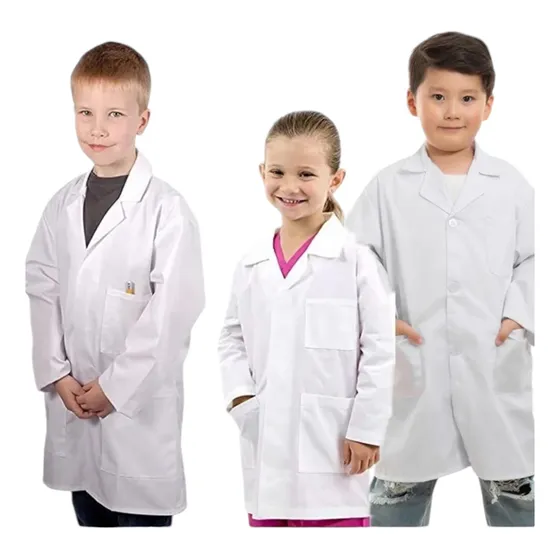 Bata Laboratorio Manga Larga Niños Bata Escolar Con Botones