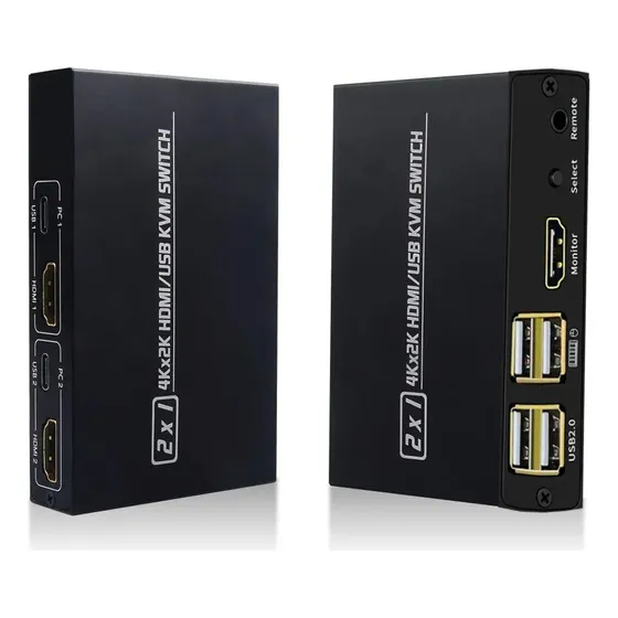 Seletor Kvm Hdmi 2 Computador Usb Mouse Teclado Monitor