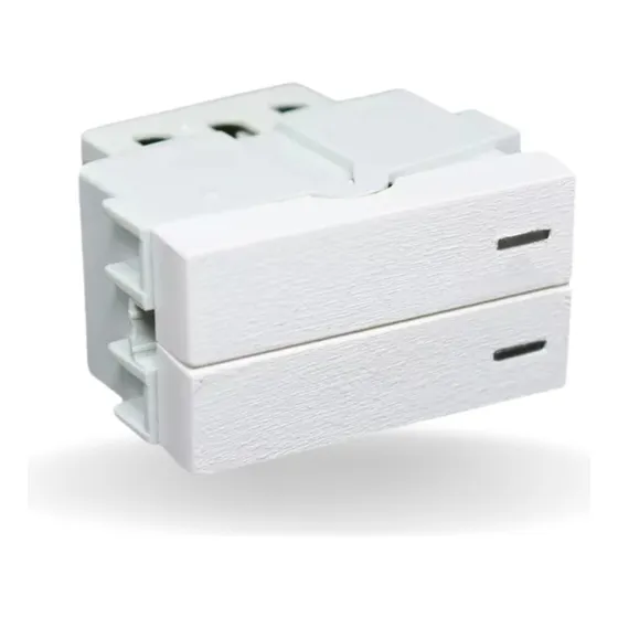 Módulo Doble Medio Punto Tecla Llave Jeluz Platinum 60034 Color Blanco Corriente Nominal 10 A Voltaje Nominal 220v