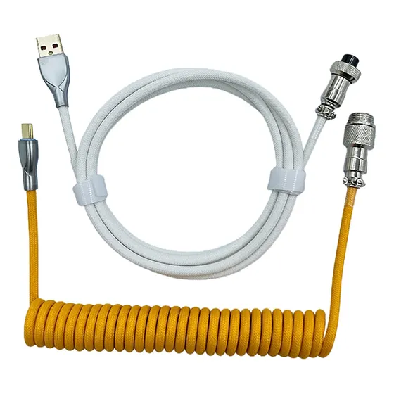 Usb Para Cabo Tipo C Teclado Mecânico De Branco Amarelado