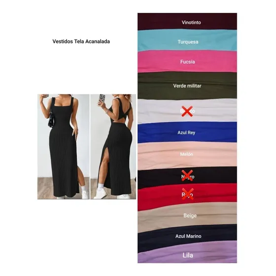 Vestidos  Para Dama Juvenil, Tela Acanalada Largo