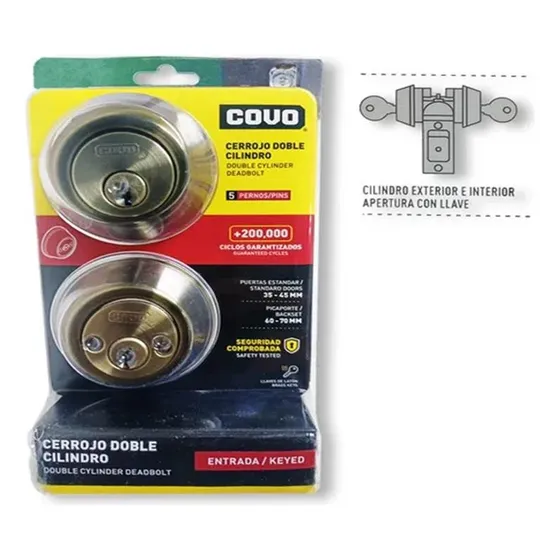 Cerradura Cerrojo Para Puerta Doble Cilindro 