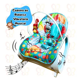 Cadeira De Balanço Descanso Para Bebe Musical E Vibratória Safari Azul Color Baby Cadeira De Balanço Descanso Para Bebe Musical E Vibratória Safari Azul Color Baby
