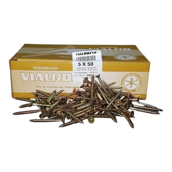 Tornillo Fix Autoperforante Madera 5,0 X 50 Caja X 200 Unid.