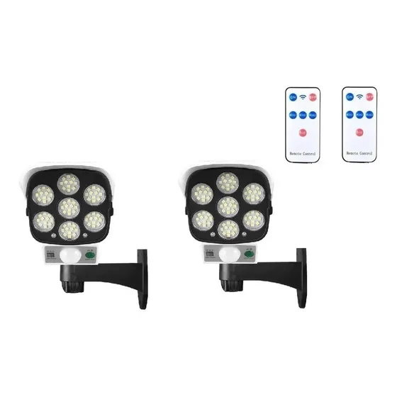 Pack X2 Camara Seguridad Solar Falsa Sensor Movimientos Foco