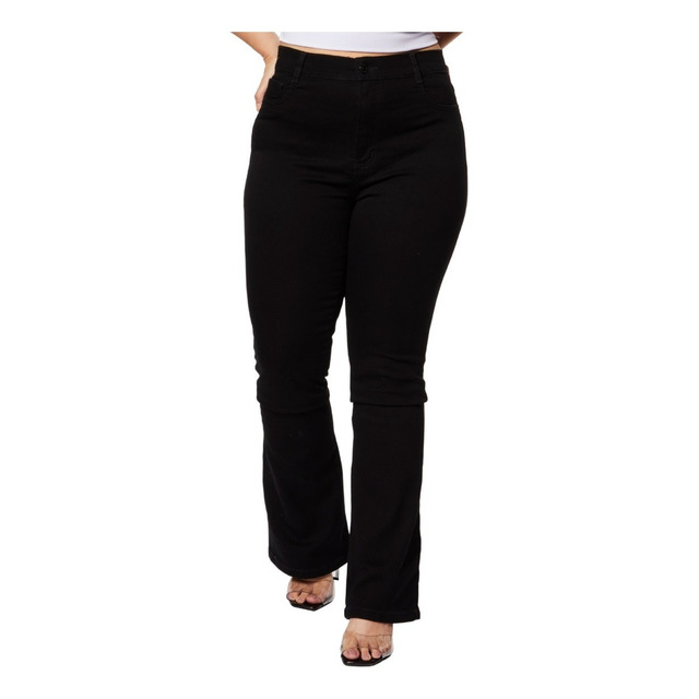 Calça Feminina Sarja Boot Cut Plus Size Preta Sawary Calça Feminina Sarja Boot Cut Plus Size Preta Sawary