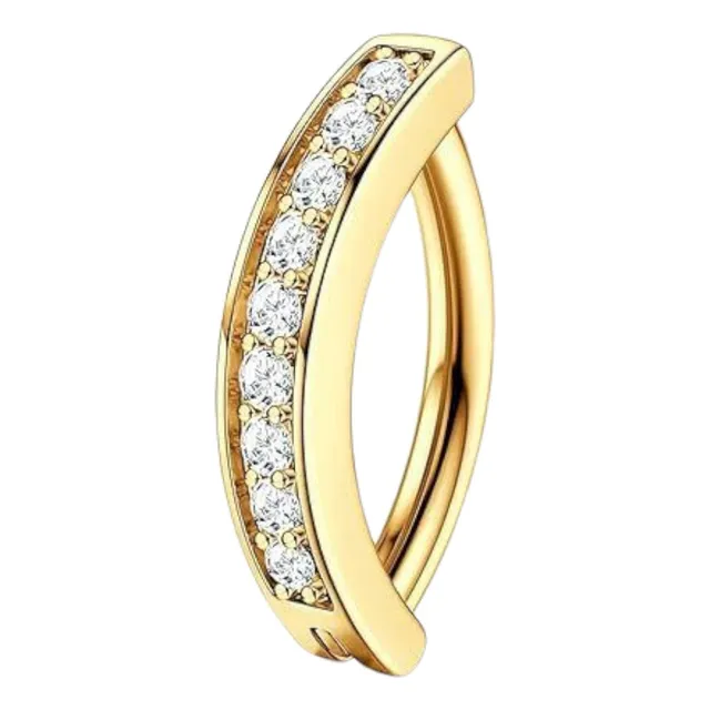 Piercing Clicker Ombligo Dorado Cristales