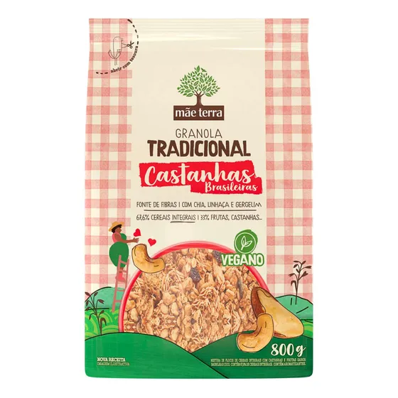 Granola Tradicional Com Castanhas Mãe Terra 800g