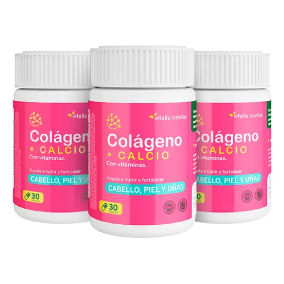 Plan 90 Días Suplemento Colágeno + Calcio | Vitalis Navitas Sabor Sin Sabor