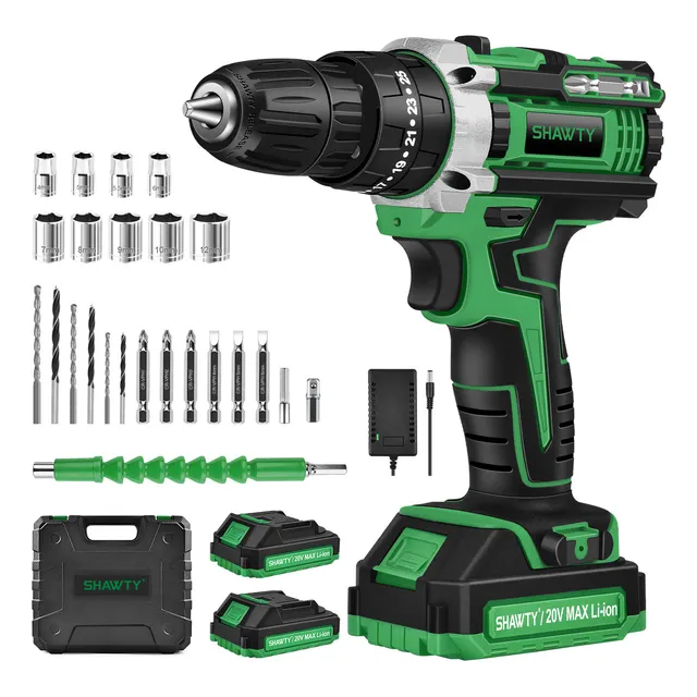 Shawty® Atornillador De Impacto Inalámbrico 3/8 20v 38N.m 2 Baterías Ideal Para Carpintería, Hogares, Garajes, Proyectos De Bricolaje Y Uso Diario