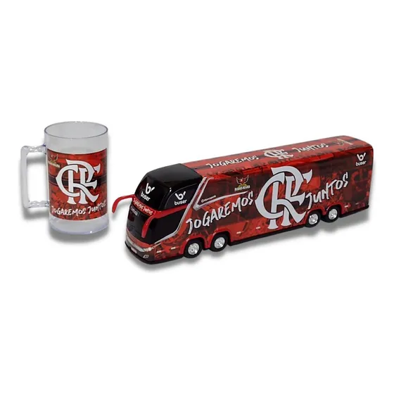 Brinquedo Carrinho Em Miniatura Ônibus Do Flamengo + Caneca
