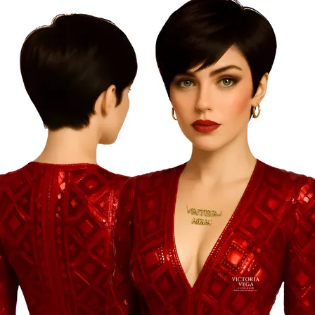 Peluca Oncológica Pixie 8 Cm 100% Natural Para Mujer Castaño Oscuro M Peluca Oncológica Pixie 8 Cm 100% Natural Para Mujer Castaño Oscuro M