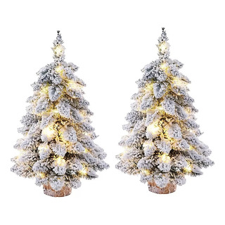 2 Piezas Árbol De Navidad Pequeño Con Luces Luces Y 2 Piezas Árbol De Navidad Pequeño Con Luces Luces Y