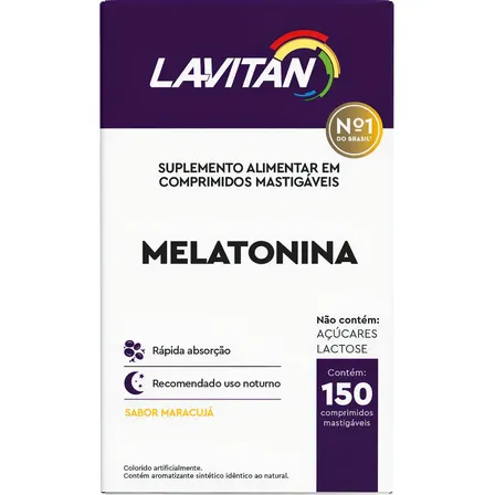 Lavitan Melatonina 0,21mg 150 Comprimidos Mastigáveis Maracujá