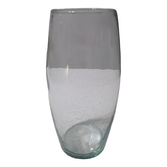 Adorno Florero De Vidrio Transparente Inflado Alto 25 Cms. 