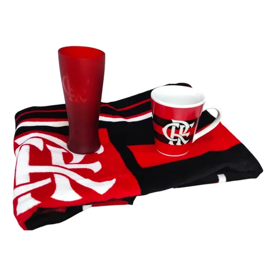 Kit Torcedor Presente Flamengo Toalha Caneca Copo 