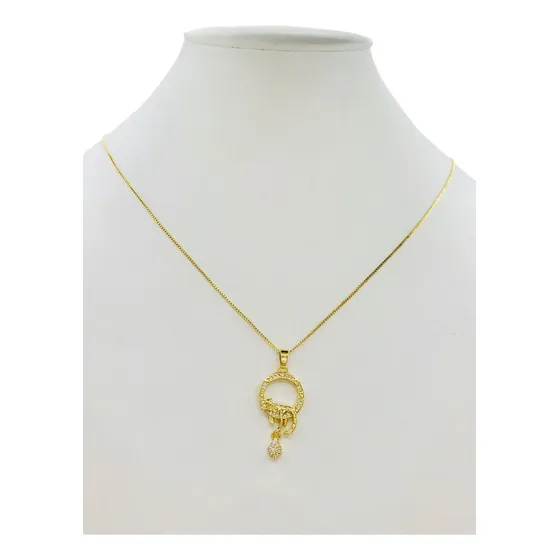 Cordão 1mm Onça Banhado A Ouro 18k Feminino