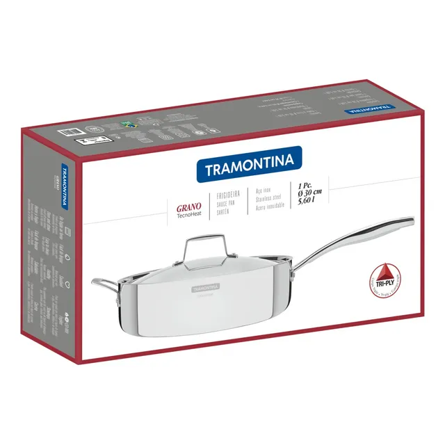 Sarten Grano Tramontina 30cm-5,6 Litros Acero Inoxidable