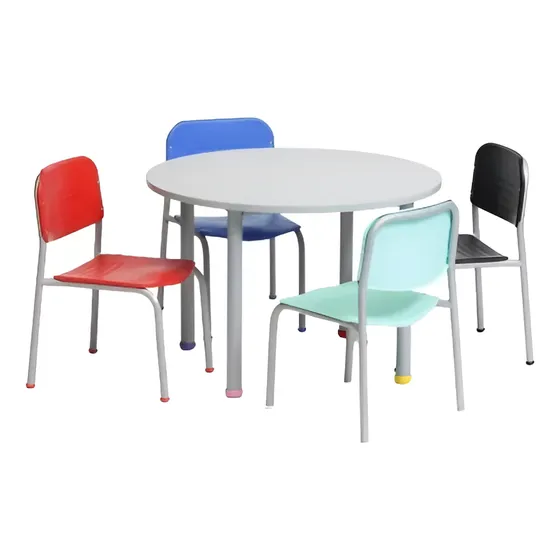 Combo Piccolo Mesa Infantil Redonda Ø78 + 4 Sillas Jardin