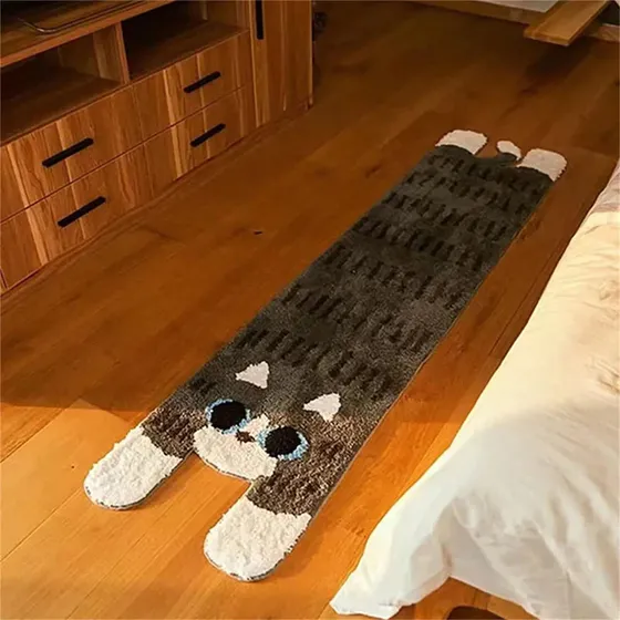 Alfombra Larga Bonita Antideslizante Para Baño Gato Felpa