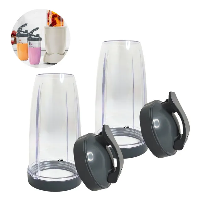 Kit 2 Copos 700ml Para Nutribullet + Kit De Tampas Fliptop