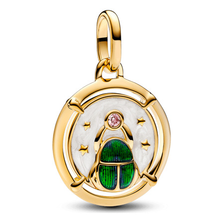Charm De Ouro Medalhão Besouro Escaravelho Brilhante Charm De Ouro Medalhão Besouro Escaravelho Brilhante
