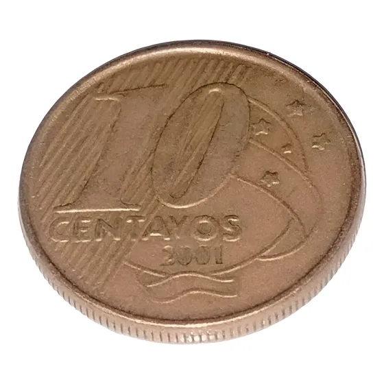 Moeda 10 Centavos Reverso Invertido Ano 2001 Colecionável