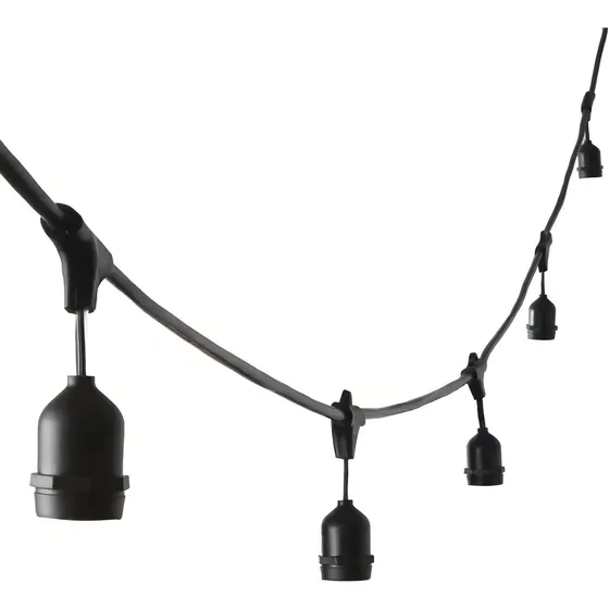 Guirnalda Led Exterior 20m De 20 Soquete E27 Sin Ampolleta Color Negro Guirnalda 20metros