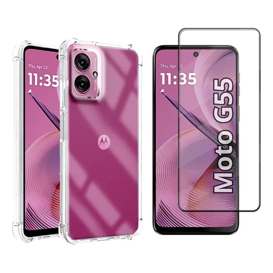 Capa Anti Shock + Película 3d Para Motorola Todos Modelos