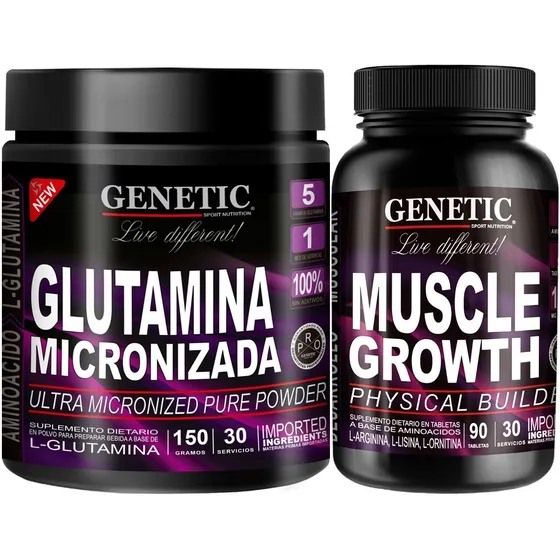 Masa Muscular Muscle Growth + Glutamina Micronizada Genetic