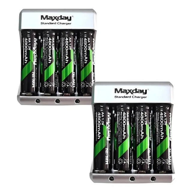 Pack X2 Cargador Pilas Recargables Aa Aaa Baterias Aa Pila 